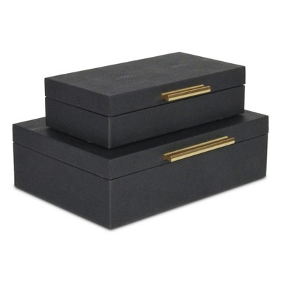 Cheung's Black Faux Shagreen Decorative Box Set
