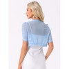 INSPIRE CHIC Women's Casual Short Sleeve Mesh Sheer Open Front Cropped Cardigan Shrug - 3 of 4