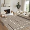 2 x 6 ft Polyester Yarn  Beige Rectangular Hallway Bathroom Entryway Kitchen Office Foldable Geometric Modern Washable Area Rug - 2 of 4