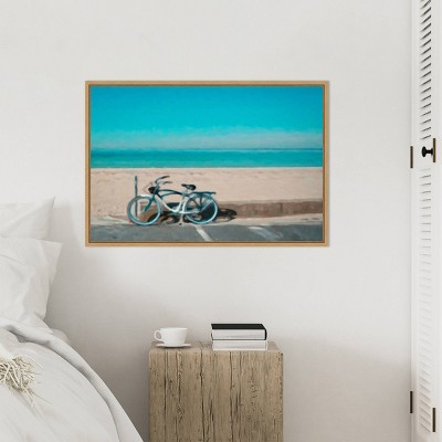 Bike to the Beach Framed Canvas Art in Sylvie Maple