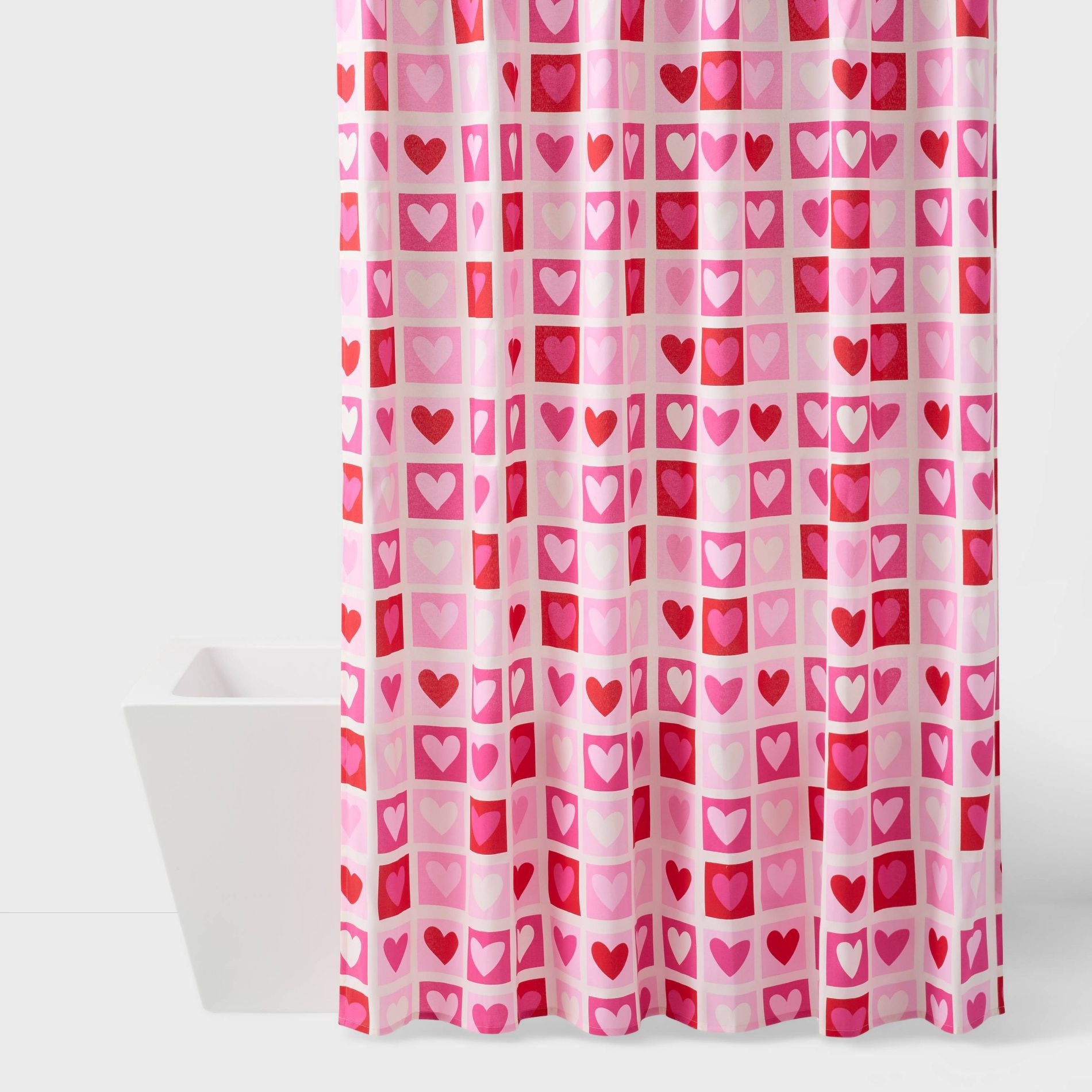 72"x72" Valentine's Day Heart Grid Shower Curtain - Room Essentials™