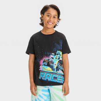 Boys' Short Sleeve Neon Race Car Graphic T-Shirt - Cat & Jack™ Black