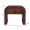 HomeRoots 16" Brown Solid Wood One Drawer Arched Nightstand - 3 of 4