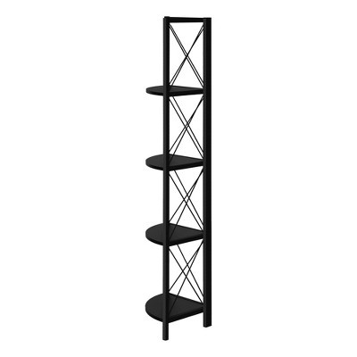 Black Metal Corner 4-Tier Etagere Bookcase