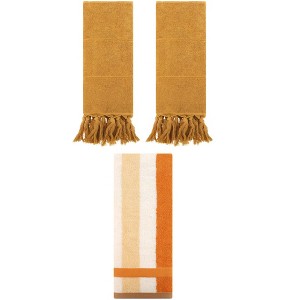 REGALWOVEN 3 Packs Cotton Absorbent Soft Decorative Bathroom Hand Towel Set - 1 of 4