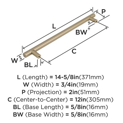 Golden Champagne 14.63" Modern Bar Pull with Mounting Hardware