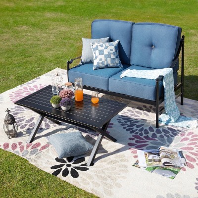 2pc Loveseat and Table Patio Seating Set - Patio Festival