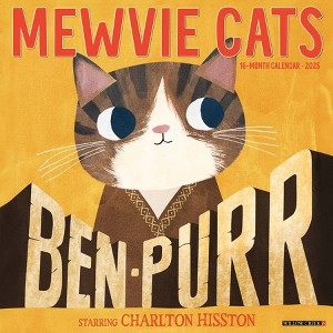 Willow Creek Press Mewvie Cats 2025 Wall Calendar: Monthly 12x12" Blue Paper, All Ages, Sewn Binding - 1 of 4