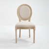 French Country Dining Chairs Set of 2 – Solid Wood Frame, Upholstered Seat with Natural Rattan Round Back, Carved Details & Brushed Finish-- Frevyn - 3 of 4