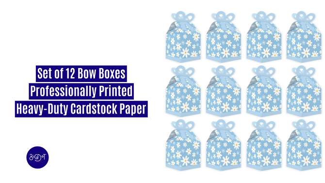 Big Dot of Happiness Blue Daisy Flowers - Square Favor Gift Boxes - Floral Party Bow Boxes - Set of 12, 2 of 10, play video