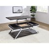 Vynxaria Rustic Lift Top Cocktail Table Gray, Silvershield Tops, Canted Chrome Legs, Undertop/Bottom Shelf, Simulated Chevron Veneer - 2 of 4