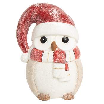 Transpac Ceramic 6.75 in. Multicolored Christmas Snowy Owl Figurine