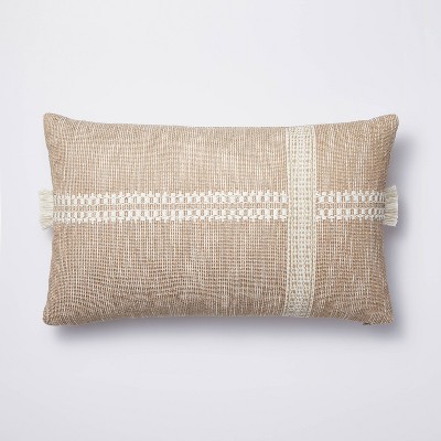 Photo 1 of 2 Pack Oversized Textured Striped Throw Pillow Neutral/Cream - Threshold™ designed with Studio McGee