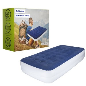 Continental Sleep, 14" Air Mattress with Comfort Coil Technology and High Capacity Pump, Good for Camping, Home and Portable Travel, Twin, Blue. - 1 of 4