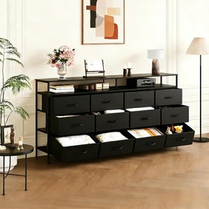 LinTimes 12-Drawer Dresser with 2 Open Shelves, Heavy-Duty Fabric Storage  Unit, Full Steel Frame, Easy Assembly for Bedroom & Living Room, Black :  Target