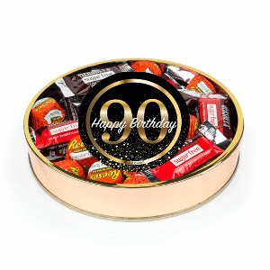 90th Birthday Sugar Free Candy Gift Tin Large Plastic Tin with Sticker and Hershey's Chocolate & Reese's Mix - By Just Candy - 1 of 1