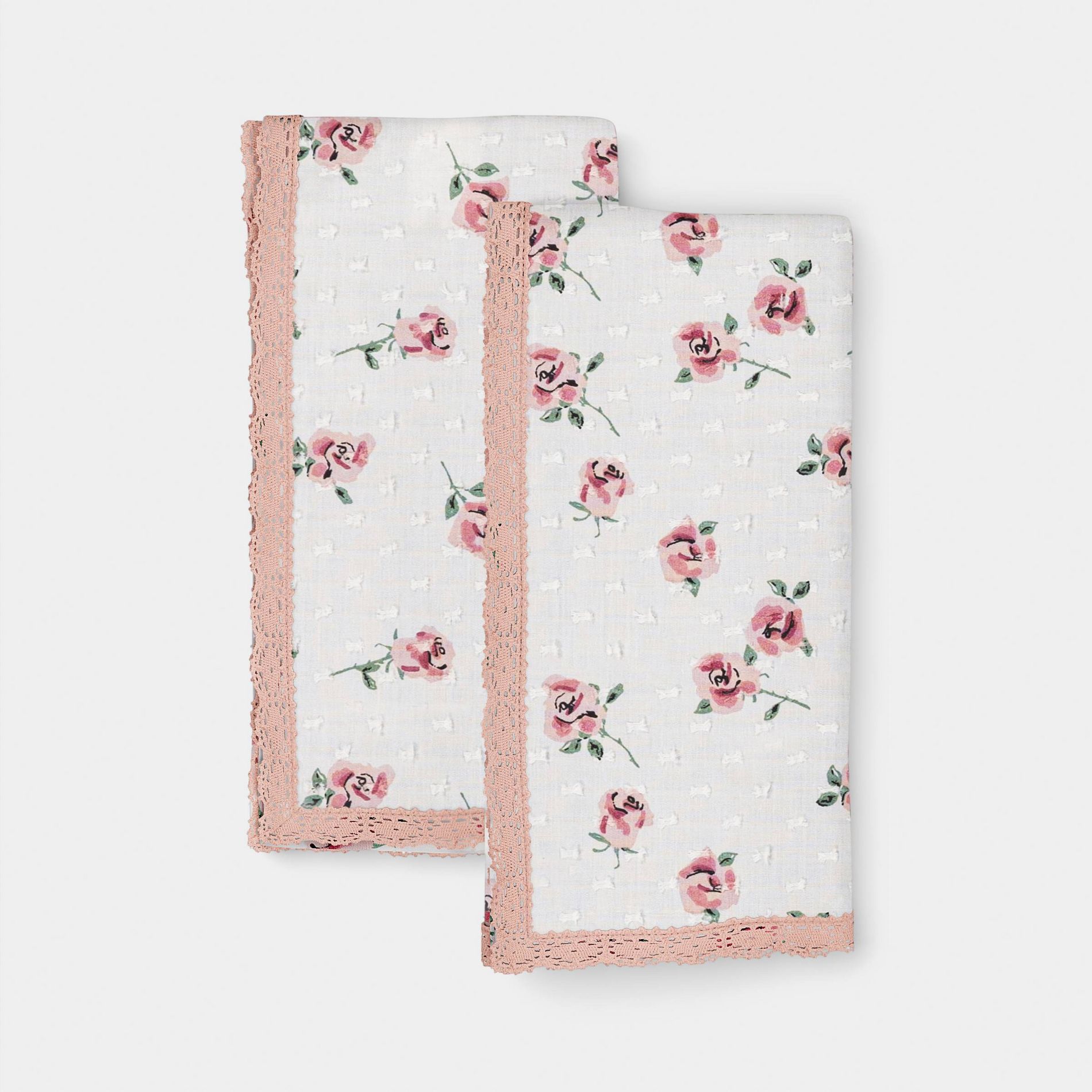2pk Swiss Dot with Floral Print Napkins - Room Essentials™