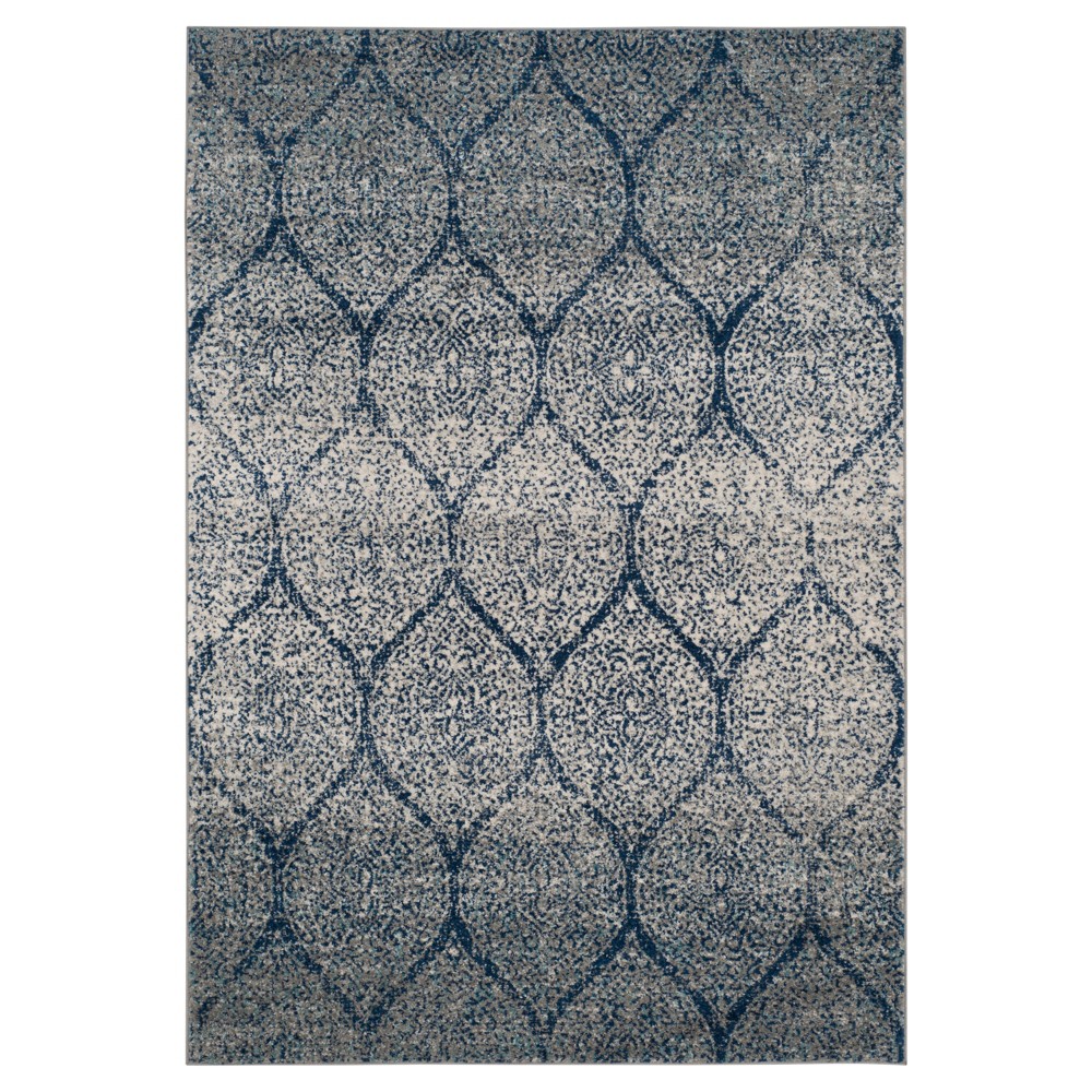 Navy/Silver Shapes Loomed Area Rug 5'1inx7'6in - Safavieh