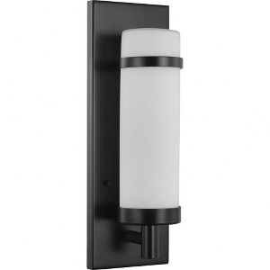 Progress Lighting Hartwick 1-Light Wall Sconce, Black, Etched Opal Glass - 1 of 4