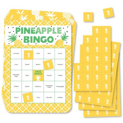 Big Dot of Happiness Tropical Pineapple - Bingo Cards and Markers - Summer Party Bingo Game - Set of 18