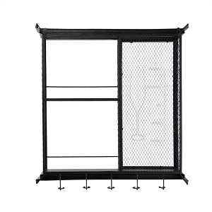 Vynxaria Black Floating Wine Racks, 26x5.1x28.3" Wall-Mounted Bar Shelf with Glass Holder - 1 of 4