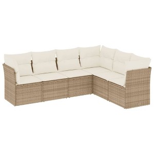 vidaXL Garden Sofa Set Beige PE Rattan Large Adjustable Feet - 1 of 4