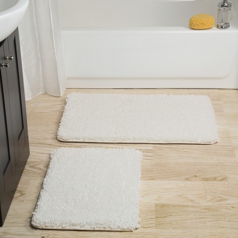 Bathroom Rug Set Of 2 – Memory Foam Bathmats With Plush Chenille Top –  Non-slip Absorbent Rugs For Shower, Laundry, Or Kitchen By Lavish Home  (white) : Target