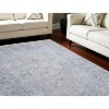 Gray Blue and Ivory Oriental Hand Woven Distressed Area Rug With Fringe - 2 of 4