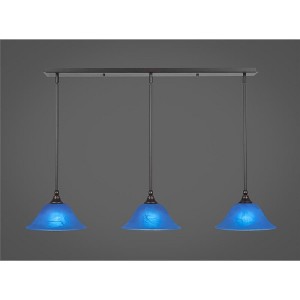 Toltec Lighting Any 3 - Light Chandelier in  Dark Granite with 10" Blue Italian  Shade - 1 of 1