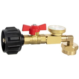 GASPRO Upgraded Propane Refill Adapter with Valve and Gauge, Fill 1 lb Bottles from 20 lb Tank, 90-Degree Elbow Design, Easy to Use, Solid Brass - 1 of 4