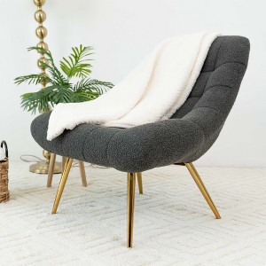 CAVINAS Boucle Accent Chair with Tufted Back and Metal Legs,Modern Upholstered Living Room Chairs,Reading Chairs for Living Room - 1 of 4