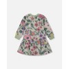 Deux par Deux Girl Stretch Fleece Dress Sage Floral - 3 of 4