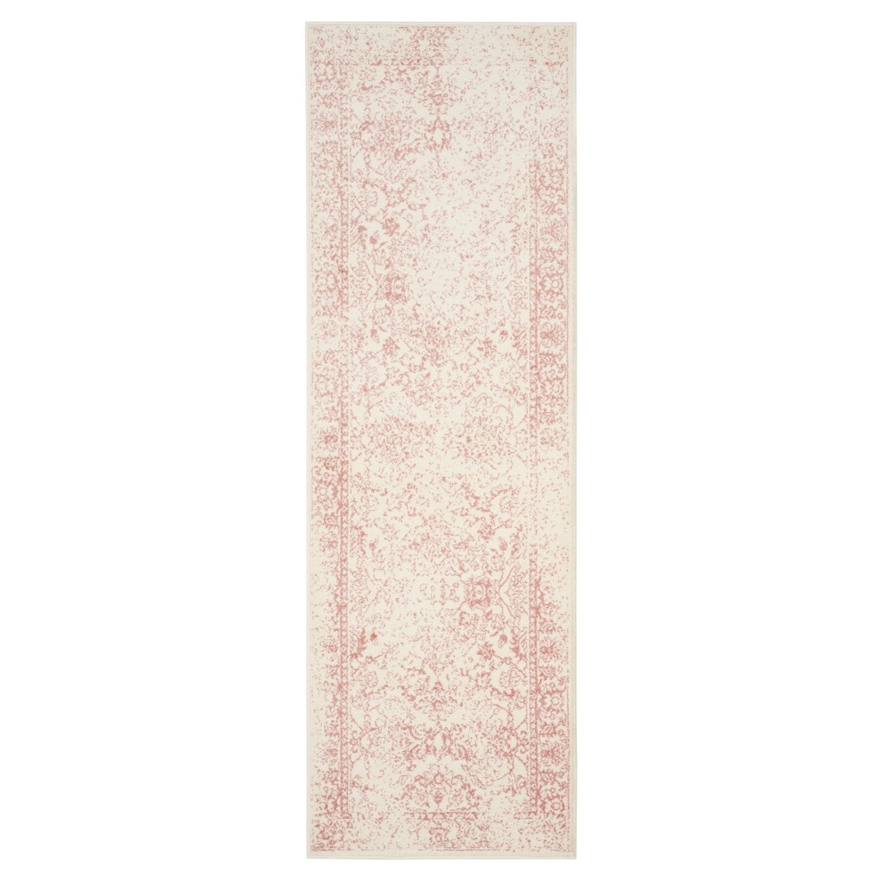 Ivory/Rose Medallion Loomed Runner 2'6inx8' - Safavieh