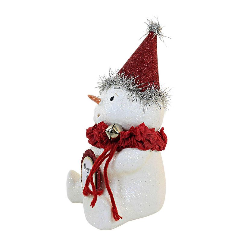 Bethany Lowe 6.75 In Peace On Earth Snowman Christmas Tinsel Michelle Allen Snowman Figurines, 2 of 4