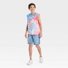 Boys' Americana Tie-Dye Cutoff Tank Top - art class™ Blue/White/Red - 3 of 3