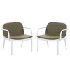Set of 2 Outdoor Club Chairs,Patio Chairs With Water-Repellent Fabric Cushions and PP Frame,Modern Lounge Armrests Chair-Coolbibila - 2 of 4