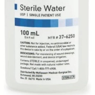 Mckesson 37-6250 Sterile Water 100 ml Bottle (Pack of 48)
