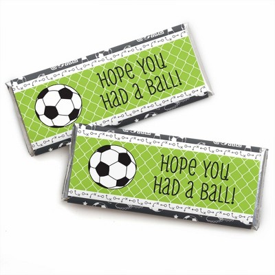 Big Dot of Happiness Goaaal - Soccer - Candy Bar Wrappers Baby Shower or Birthday Party Favors - Set of 24