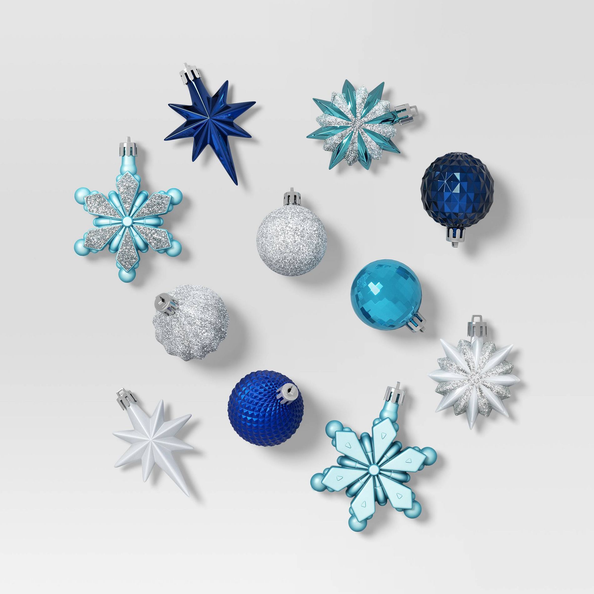 20ct Christmas Mixed Snowflake Set Dark Blue/Light/Silver - Wondershop™