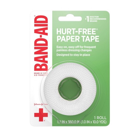 Band-Aid Brand First Aid Hurt-Free Medical Paper Tape, 1 in by 10 yd