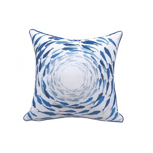 RightSide Designs Azure Fish School Indoor/Outdoor Throw Pillow - 1 of 4