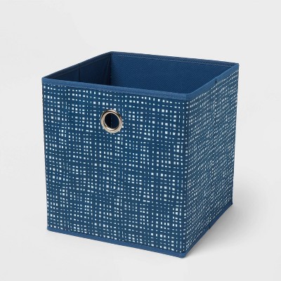 11" Fabric Bin Galaxy Blue Geometric - Room Essentials™: Square Storage Cube for Dorm Rooms, Folds Flat