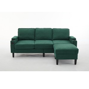 TiramisuBest Beige 3-Seat Knockdown L-Shaped Sectional Sofa with Storage Ottoman and Footrest, Upholstered Combo Couch for Living, Bedroom - 1 of 4