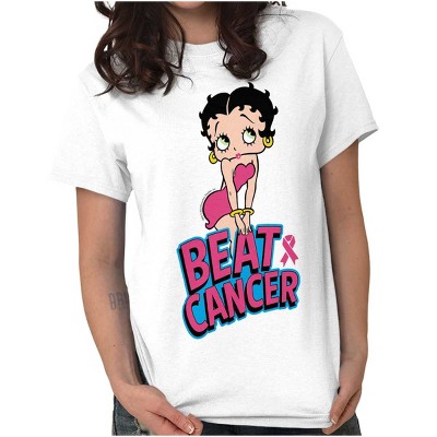 Betty Boop Beat Breast Cancer Ribbon Womens Graphic T Shirt Tees Brisco Brands