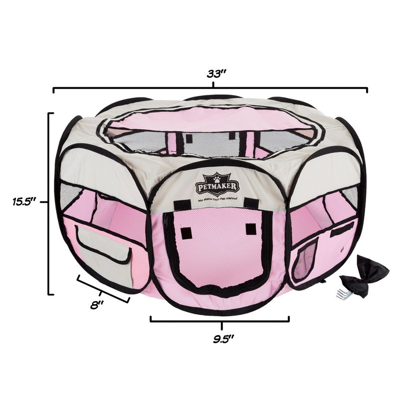 Pet Adobe Portable Pop-Up Pet Playpen with Carrying Bag, 33" Diameter, Pink, 4 of 7