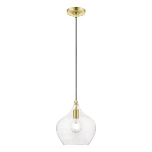 Livex Lighting Aldrich 1 - Light Pendant In Satin Brass/polished Brass ...