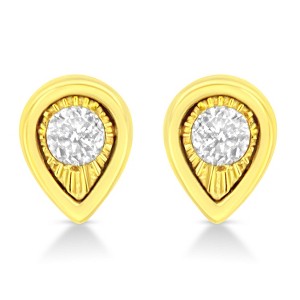 10K Yellow Gold Plated Silver 1/10 Cttw Diamond Stud Earrings - 1 of 4