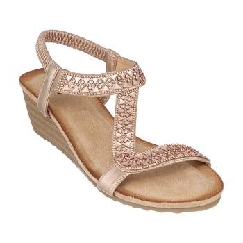GC Shoes Dua Embellished Slingback Wedge Sandals