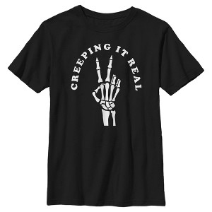 Boy's CHIN UP Halloween Creepin' Real Skeleton T-Shirt - 1 of 4