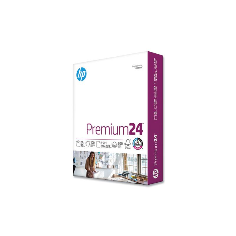 HP Papers Premium24 Paper, 98 Bright, 24 lb Bond Weight, 8.5 x 11, Ultra White, 500/Ream, 1 of 7